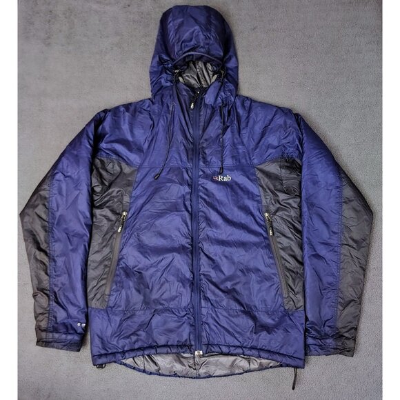 RAB Mens Photon Puff Jacket Blue Gray Sz Large (US/UK) Waterproof Hike Insulated - Picture 1 of 12